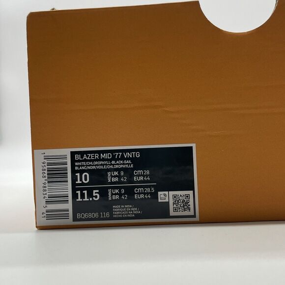 Nike Blazer Mid ‘77 Vintage 'White Chlorophyll Black' Size 10 BQ6806-116 B-Grade - Picture 11 of 11